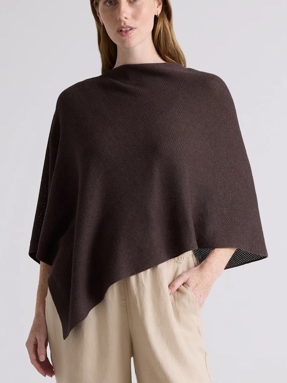 Quince Lightweight Cotton Cashmere Nursing Shawl Mocha Heather ONE SIZE NWT KNIT